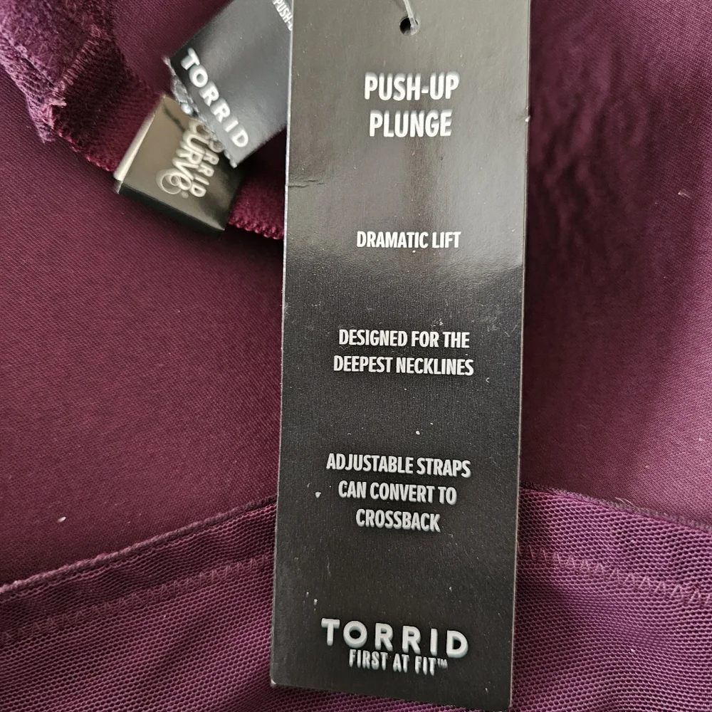 Torrid Curve Push Up Plunge Womens Purple Lace Full Coverage Underwire Crossback - Picture 8 of 8